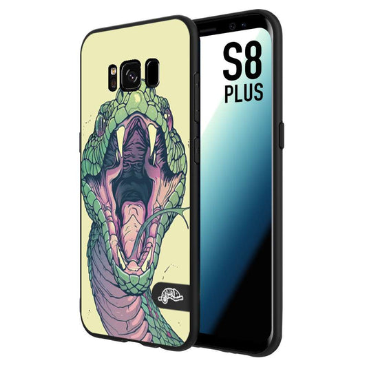 CUSTOMIZZA - Custodia cover nera morbida in tpu compatibile per Samsung S8 PLUS snake yellow green serpente tatuaggio tattoo disegnato a mano