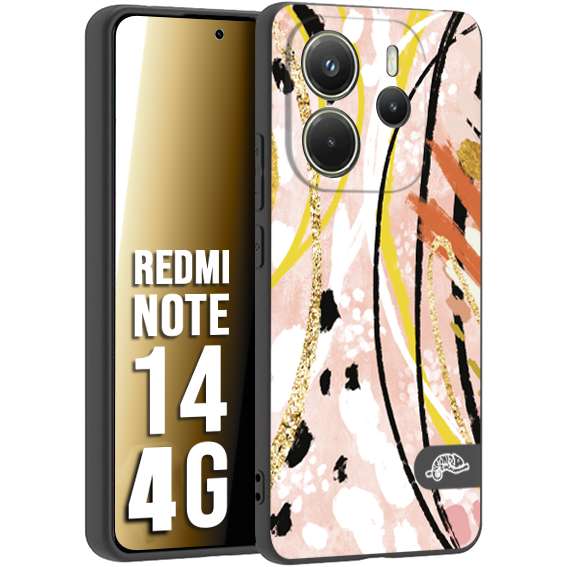 CUSTOMIZZA - Custodia cover nera morbida in tpu compatibile per Xiaomi Redmi Note 14 4G fiori astratti donna zebrato leopardato fantasia dorata gialla rosa colorata