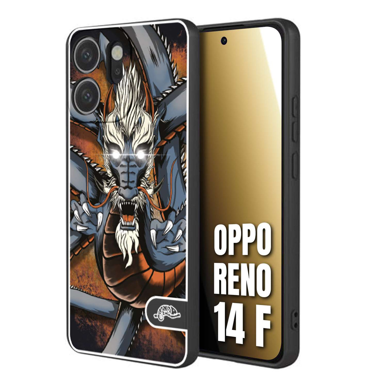CUSTOMIZZA - Custodia cover nera morbida in tpu compatibile per Oppo Reno 14 F drago giapponese tattoo japan dragon