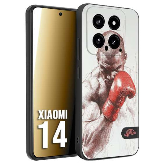 CUSTOMIZZA - Custodia cover nera morbida in tpu compatibile per Xiaomi 14 pugilato pugili disegno tattoo guantoni box sport primo piano