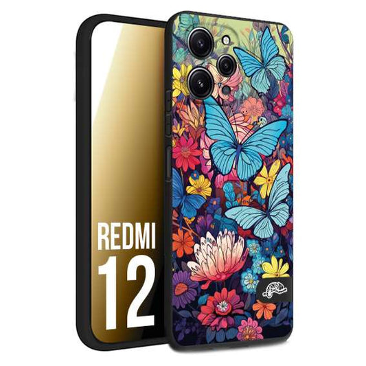 CUSTOMIZZA - Custodia cover nera morbida in tpu compatibile per Xiaomi Redmi Note 10 5G - Poco M3 Pro 5G farfalle butterfly moderno donna disegnate gialla blu rosa