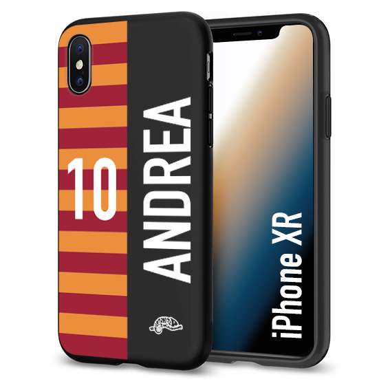 CUSTOMIZZA - Custodia cover nera morbida in tpu compatibile per iPhone Xr personalizzata calcio football nome e numero calciatori giallo rossi