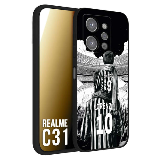 CUSTOMIZZA - Custodia cover nera morbida in tpu compatibile per Realme C31 personalizzata calcio football nome e numero calciatori bianconeri bianca e nera