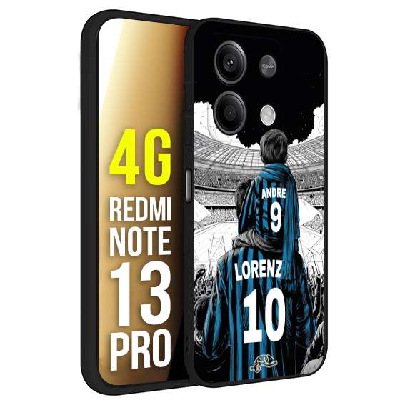CUSTOMIZZA - Custodia cover nera morbida in tpu compatibile per Xiaomi Redmi Note 13 PRO 4G personalizzata calcio football padre e figlio calciatori nerazzurra