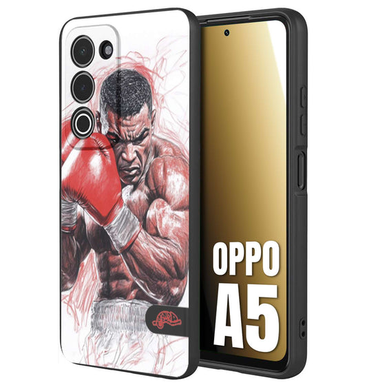 CUSTOMIZZA - Custodia cover nera morbida in tpu compatibile per Oppo A5 pugilato pugili disegno tattoo guantoni boxer pesi massimi iron mike