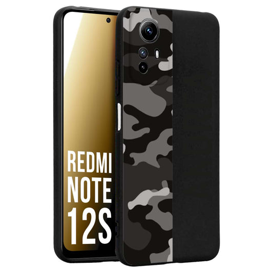 CUSTOMIZZA - Custodia cover nera morbida in tpu compatibile per Xiaomi Redmi Note 12S camouflage mimetico militare personalizzata nome