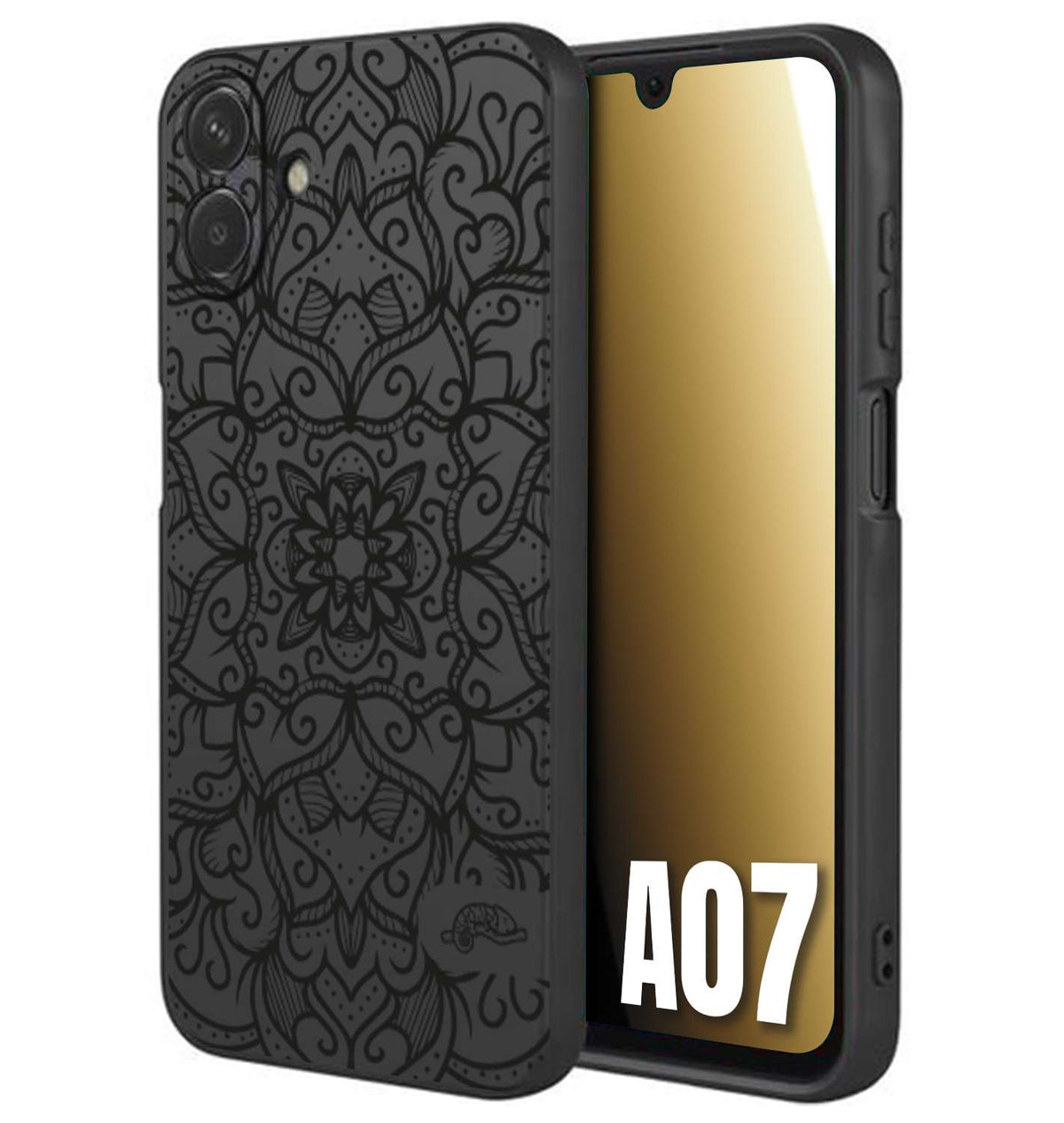 CUSTOMIZZA - Custodia cover nera morbida in tpu compatibile per Samsung A07 mandala nero fiore vedo non vedo donna
