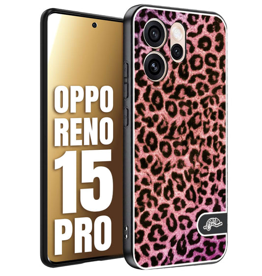 CUSTOMIZZA - Custodia cover nera morbida in tpu compatibile per Oppo Reno 15 PRO leopardato maculato donna rosa leopard