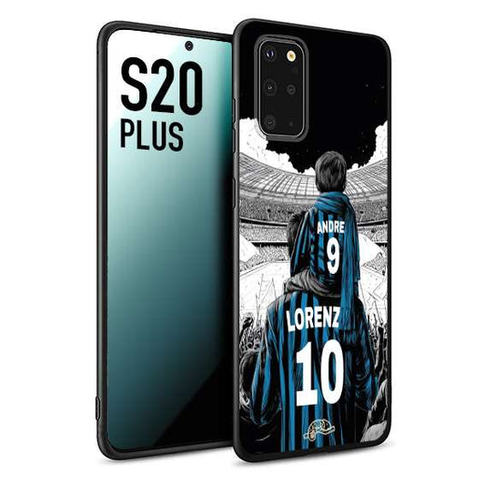 CUSTOMIZZA - Custodia cover nera morbida in tpu compatibile per Samsung S20 PLUS personalizzata calcio football padre e figlio calciatori nerazzurra