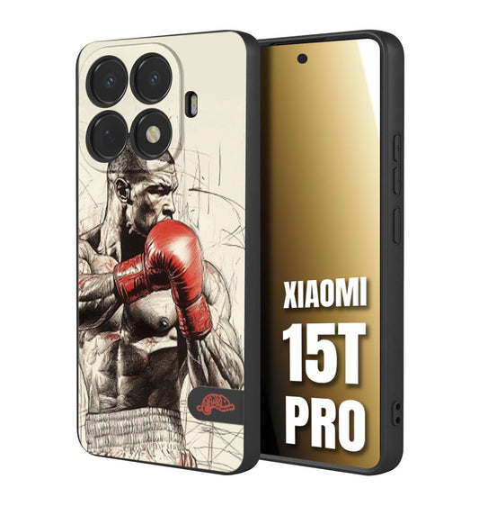 CUSTOMIZZA - Custodia cover nera morbida in tpu compatibile per Xiaomi 15T PRO pugilato pugili disegno tattoo guantoni box sport ring