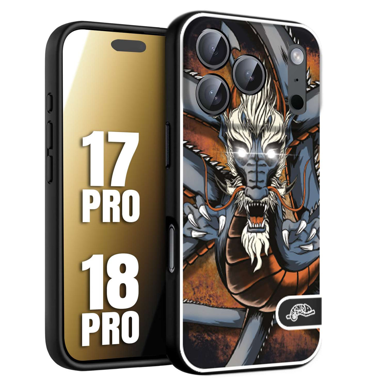 CUSTOMIZZA - Custodia cover nera morbida in tpu compatibile per iPhone 17 PRO - 18 PRO drago giapponese tattoo japan dragon
