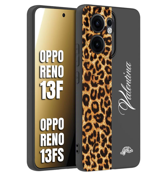CUSTOMIZZA - Custodia cover nera morbida in tpu compatibile per Oppo Reno 13 F custom nome scritta leopardato maculato donna marrone leopard