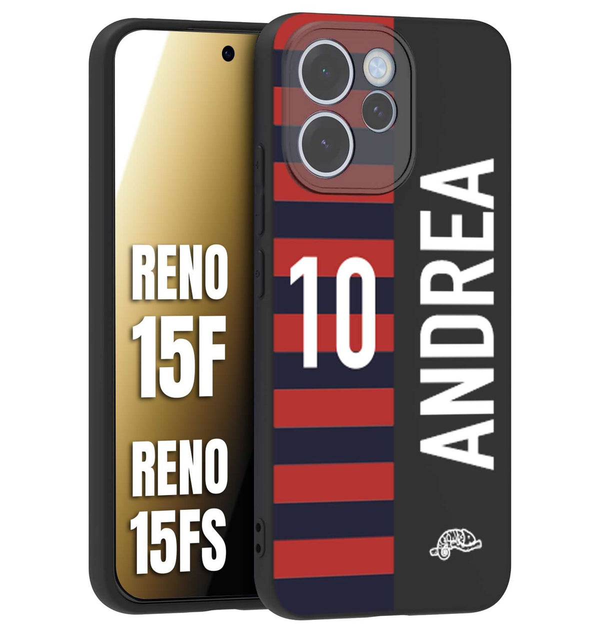 CUSTOMIZZA - Custodia cover nera morbida in tpu compatibile per Oppo Reno 15 F - Reno 15 FS personalizzata calcio football nome e numero calciatori rossoblu