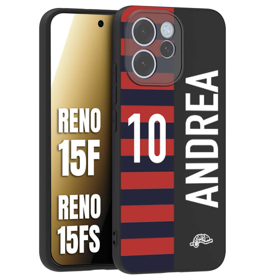 CUSTOMIZZA - Custodia cover nera morbida in tpu compatibile per Oppo Reno 15 F - Reno 15 FS personalizzata calcio football nome e numero calciatori rossoblu