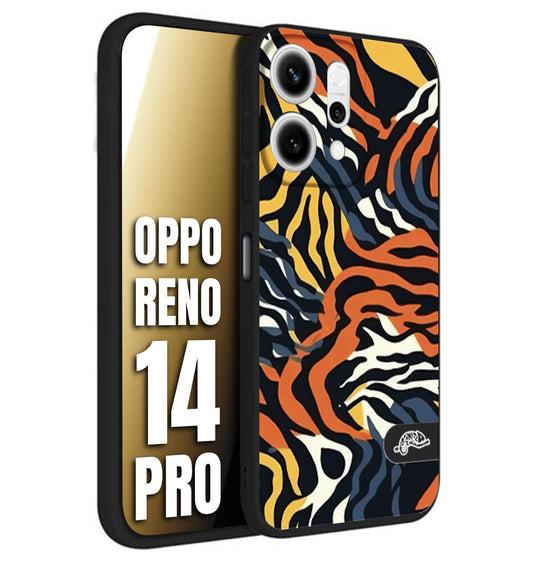 CUSTOMIZZA - Custodia cover nera morbida in tpu compatibile per Oppo Reno 14 PRO leopardato maculato tigrato tiger colorata gialla blu arancio