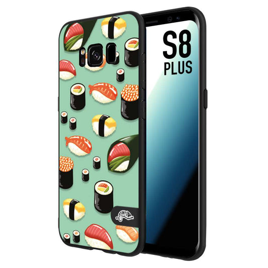 CUSTOMIZZA - Custodia cover nera morbida in tpu compatibile per Samsung S8 PLUS sushi disegni giapponese nighiri acquamarina verde