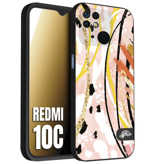 CUSTOMIZZA - Custodia cover nera morbida in tpu compatibile per Xiaomi Redmi 10C fiori astratti donna zebrato leopardato fantasia dorata gialla rosa colorata