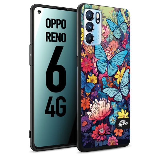 CUSTOMIZZA - Custodia cover nera morbida in tpu compatibile per Oppo Reno 9 PRO farfalle butterfly moderno donna disegnate gialla blu rosa