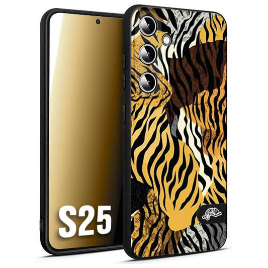 CUSTOMIZZA - Custodia cover nera morbida in tpu compatibile per Samsung S25 leopardato tigrato tiger colorata donna fashion estate