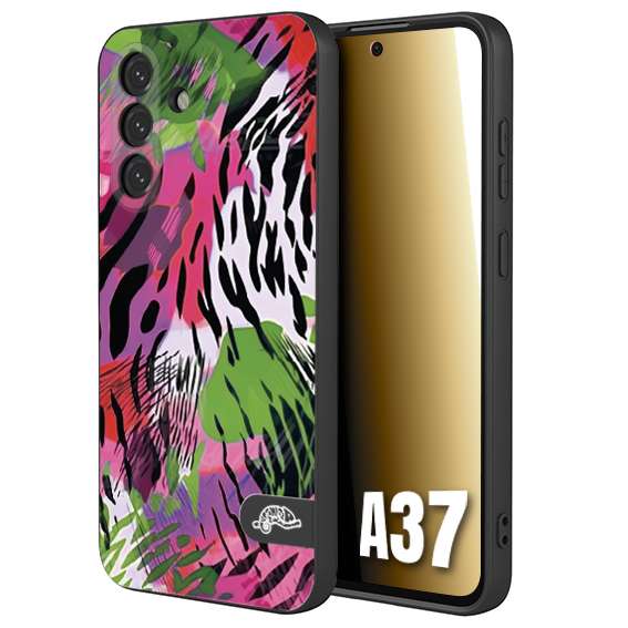 CUSTOMIZZA - Custodia cover nera morbida in tpu compatibile per Samsung A37 leopardato tigrato tiger colorata summer color verde fucsia