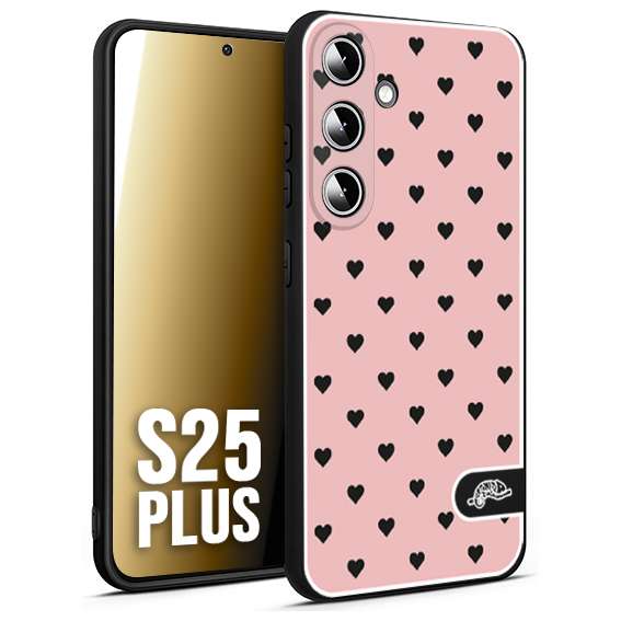 CUSTOMIZZA - Custodia cover nera morbida in tpu compatibile per Samsung S25 PLUS cuori pois rosa donna pin up vintage