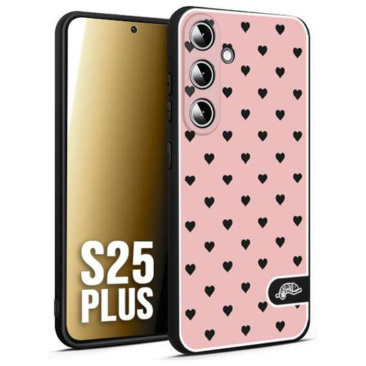 CUSTOMIZZA - Custodia cover nera morbida in tpu compatibile per Samsung S25 PLUS cuori pois rosa donna pin up vintage