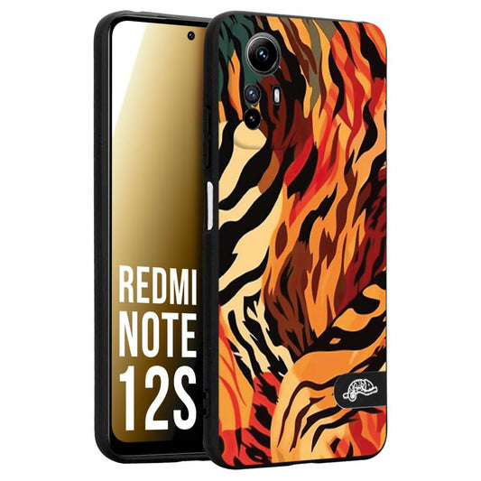 CUSTOMIZZA - Custodia cover nera morbida in tpu compatibile per Xiaomi Redmi Note 12S leopardato maculato tigrato tiger colorata gialla rossa arancio