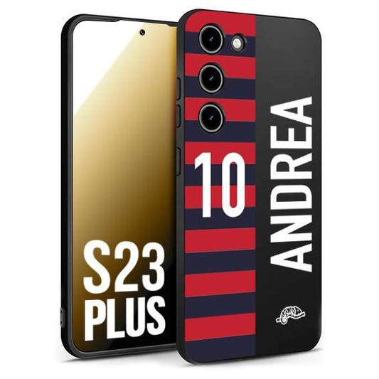 CUSTOMIZZA - Custodia cover nera morbida in tpu compatibile per Samsung S23 PLUS personalizzata calcio football nome e numero calciatori rossoblu