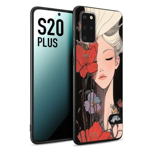 CUSTOMIZZA - Custodia cover nera morbida in tpu compatibile per Samsung S20 PLUS woman flower Fantasia Floreale Design Donna e Fiori, Retro Artistico