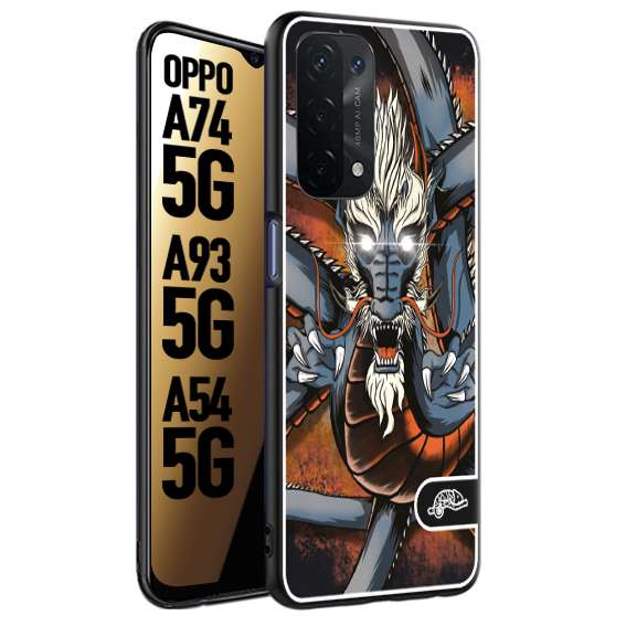 CUSTOMIZZA - Custodia cover nera morbida in tpu compatibile per Oppo A74 5G - A93 5G - A54 5G drago giapponese tattoo japan dragon