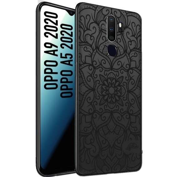 CUSTOMIZZA - Custodia cover nera morbida in tpu compatibile per Oppo A9 2020 - A5 2020 mandala nero fiore vedo non vedo donna