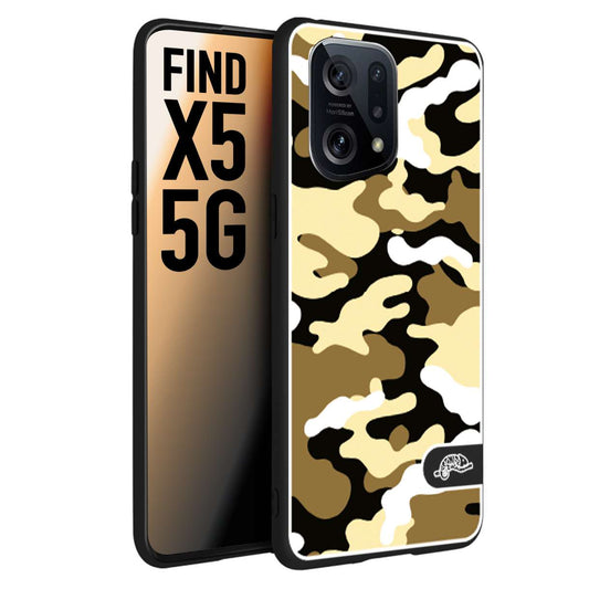 CUSTOMIZZA - Custodia cover nera morbida in tpu compatibile per Oppo Find X5 camouflage mimetico militare giallo desert brown