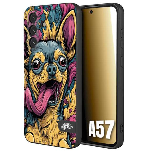 CUSTOMIZZA - Custodia cover nera morbida in tpu compatibile per Samsung A57 Chihuahua illustrazione cane pop art cane street art cartone animato