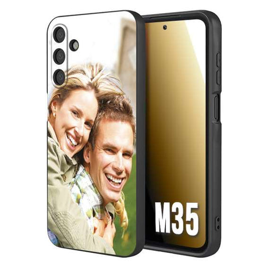 CUSTOMIZZA - Custodia cover nera morbida in tpu compatibile per Samsung M35 personalizzata con foto immagine scritta a piacere