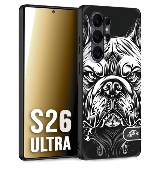 CUSTOMIZZA - Custodia cover nera morbida in tpu compatibile per Samsung S26 ULTRA bulldog bianco a rilievo disegnato tattoo tatuaggio