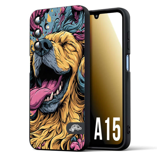 CUSTOMIZZA - Custodia cover nera morbida in tpu compatibile per Samsung A15 5G Golden Retriever illustrazione cane pop art cane street art cartone animato