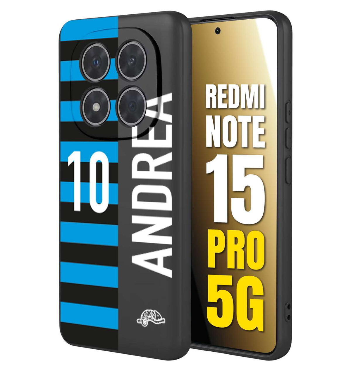 CUSTOMIZZA - Custodia cover nera morbida in tpu compatibile per Xiaomi Redmi Note 15 PRO 5G personalizzata calcio football nome e numero calciatori nerazzurra