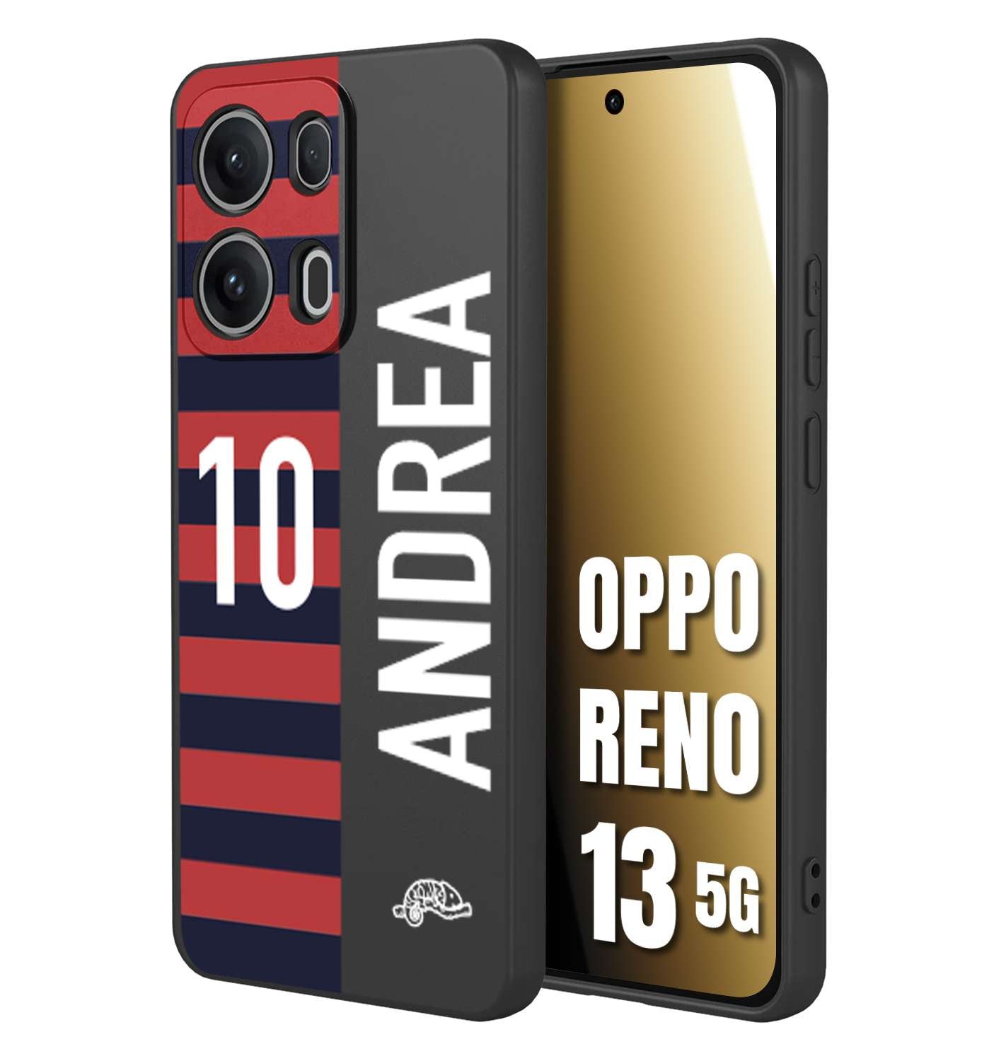 CUSTOMIZZA - Custodia cover nera morbida in tpu compatibile per Oppo Reno 13 5G personalizzata calcio football nome e numero calciatori rossoblu
