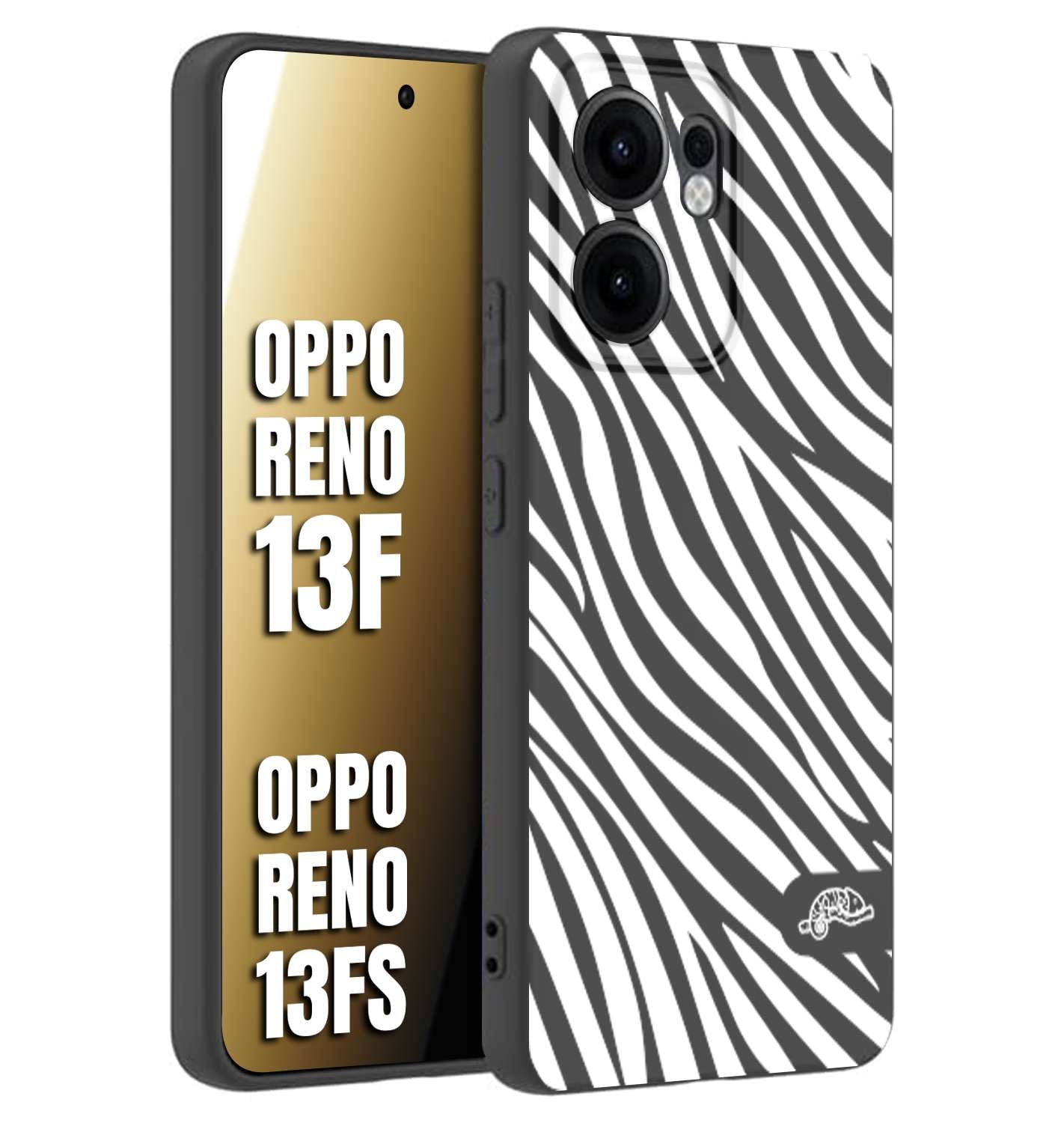 CUSTOMIZZA - Custodia cover nera morbida in tpu compatibile per Oppo Reno 13 F zebrata maculata a rilievo soft touch donna bianca
