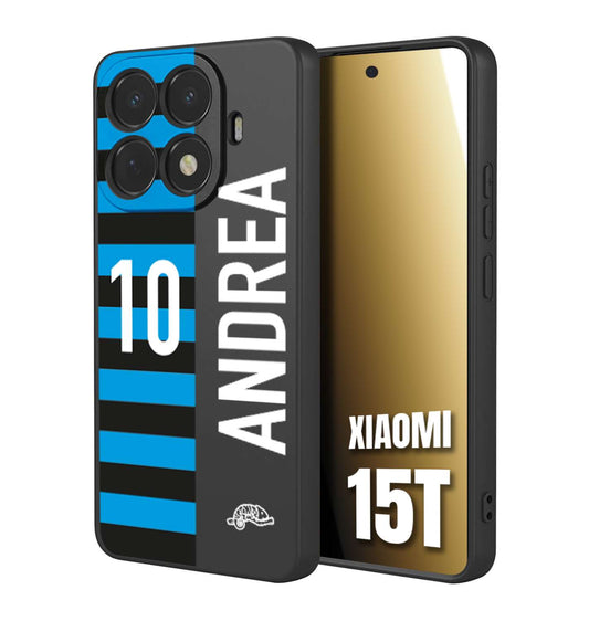 CUSTOMIZZA - Custodia cover nera morbida in tpu compatibile per Xiaomi 15T personalizzata calcio football nome e numero calciatori nerazzurra