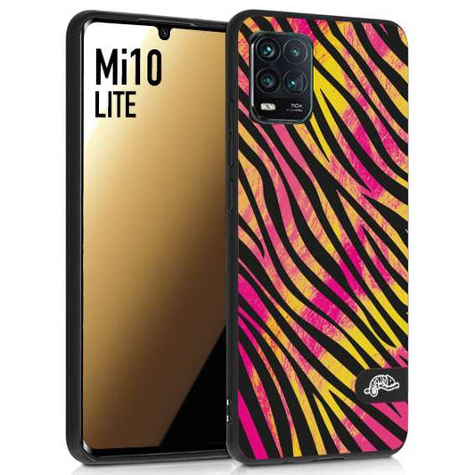 CUSTOMIZZA - Custodia cover nera morbida in tpu compatibile per Xiaomi Mi 10 LITE zebrata maculata a rilievo soft touch donna fucsia gialla