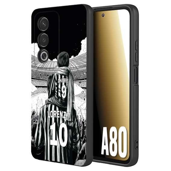 CUSTOMIZZA - Custodia cover nera morbida in tpu compatibile per Oppo A80 personalizzata calcio football nome e numero calciatori bianconeri bianca e nera