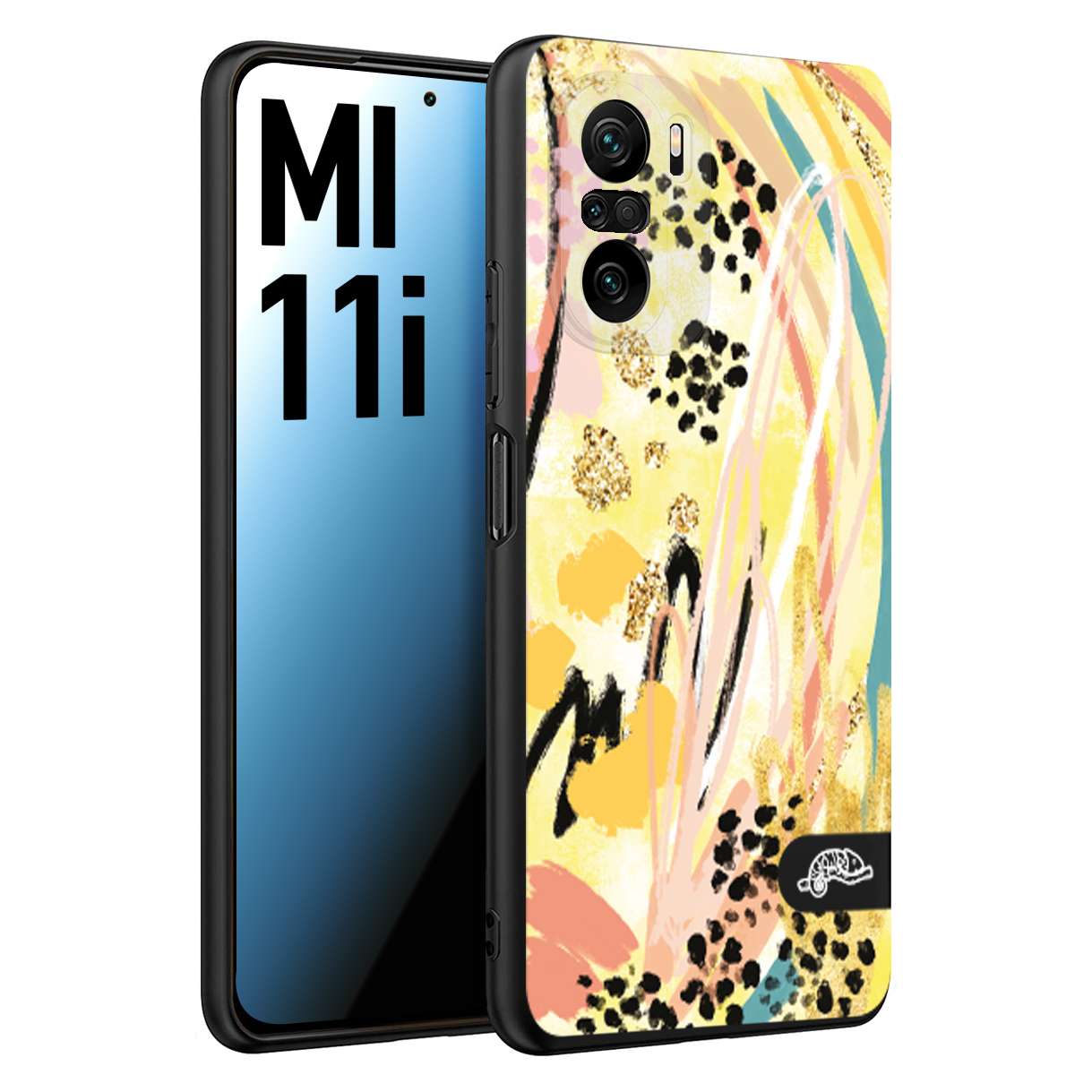 CUSTOMIZZA - Custodia cover nera morbida in tpu compatibile per Xiaomi Mi 11i astratti donna flower fantasia estate gialla rosa leopardata