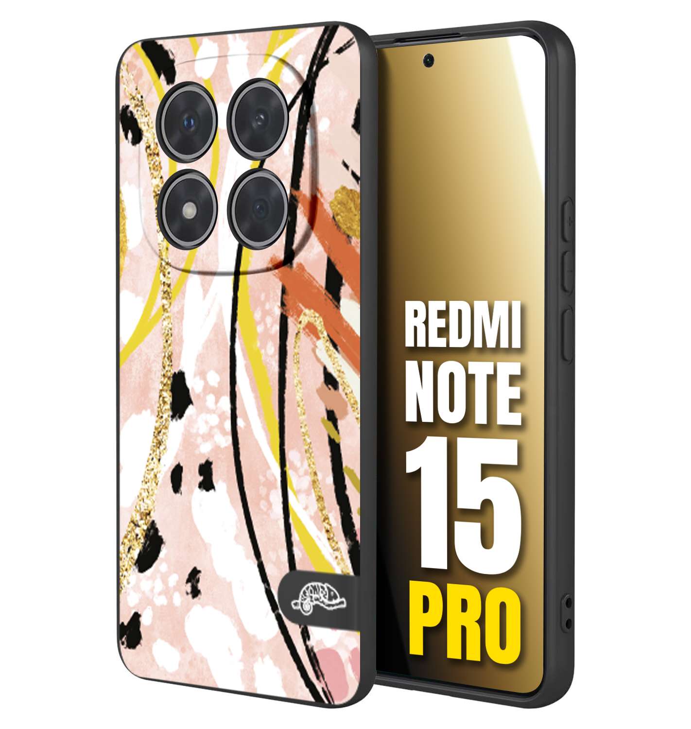 CUSTOMIZZA - Custodia cover nera morbida in tpu compatibile per Xiaomi Redmi Note 15 PRO fiori astratti donna zebrato leopardato fantasia dorata gialla rosa colorata