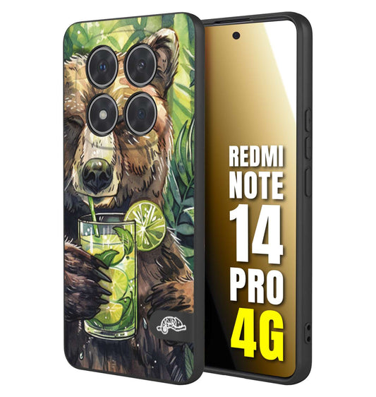 CUSTOMIZZA - Custodia cover nera morbida in tpu compatibile per Xiaomi Redmi Note 14 PRO 4G fiori estate disegnata cocktails animali simpatici orso bear negroni