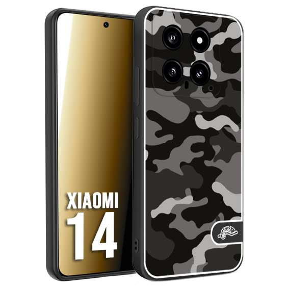 CUSTOMIZZA - Custodia cover nera morbida in tpu compatibile per Xiaomi 14 camouflage mimetico militare nero black grigio