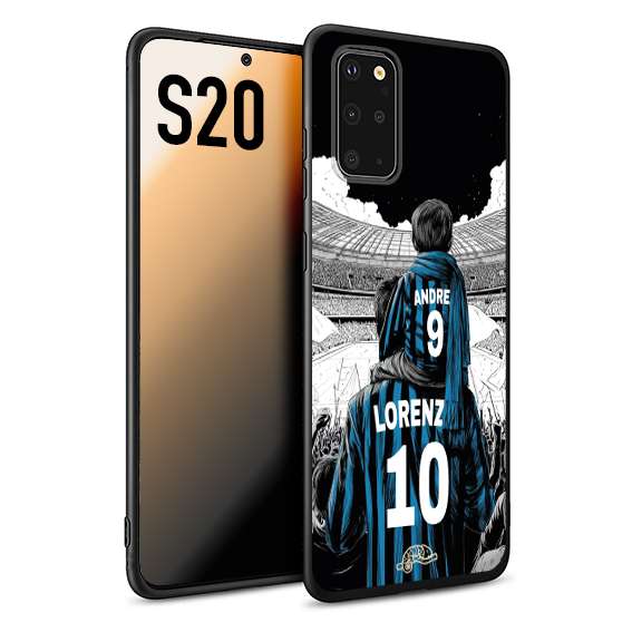 CUSTOMIZZA - Custodia cover nera morbida in tpu compatibile per Samsung S20 personalizzata calcio football padre e figlio calciatori nerazzurra