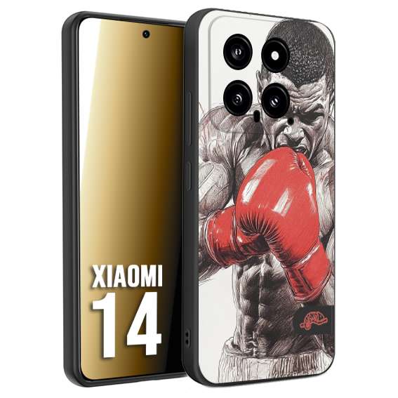 CUSTOMIZZA - Custodia cover nera morbida in tpu compatibile per Xiaomi 14 pugilato pugili disegno tattoo guantoni box pesi massimi gancio