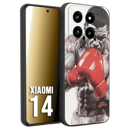 CUSTOMIZZA - Custodia cover nera morbida in tpu compatibile per Xiaomi 14 pugilato pugili disegno tattoo guantoni box pesi massimi gancio