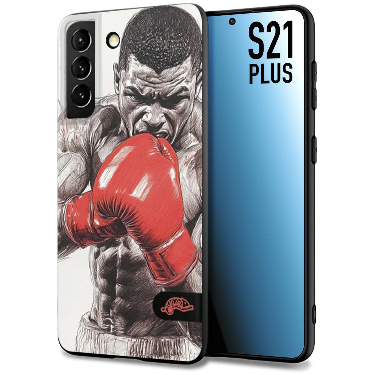 CUSTOMIZZA - Custodia cover nera morbida in tpu compatibile per Samsung S21 PLUS pugilato pugili disegno tattoo guantoni box pesi massimi gancio